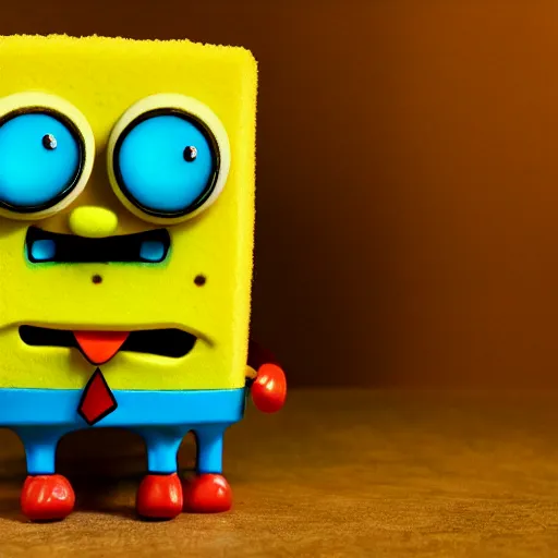 Image similar to a macro photograph of sponge bob squarepants figure