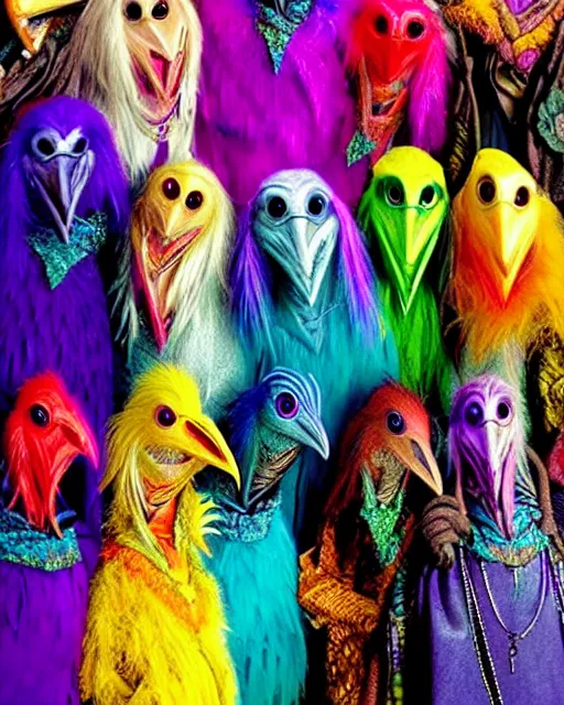 Prompt: i think its time for a skeksis party, vibrant colors