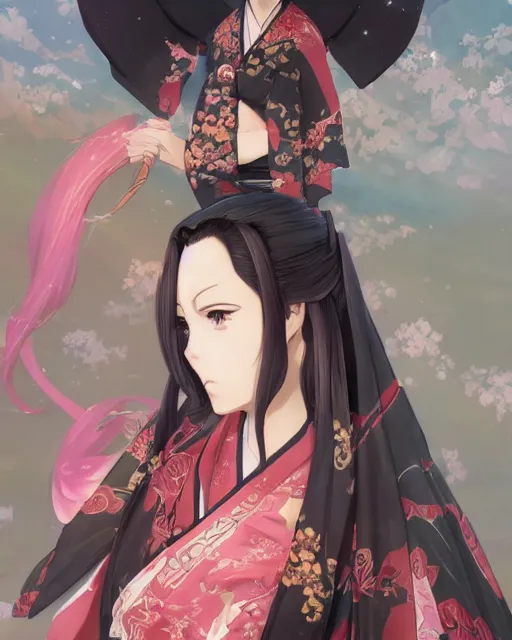 Image similar to an anime portrait of ssunbiki as a beautiful woman wearing a kimono from skyrim, by stanley artgerm lau, wlop, rossdraws, james jean, andrei riabovitchev, marc simonetti, and sakimichan, trending on artstation