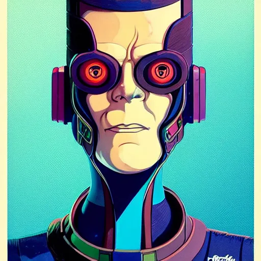 Prompt: 2 0 7 7 futurama bender portrait by charles vess and james jean and erik jones and rhads, inspired by ghost in the shell, beautiful fine face features, intricate high details, sharp, ultradetailed, 3 d octane render