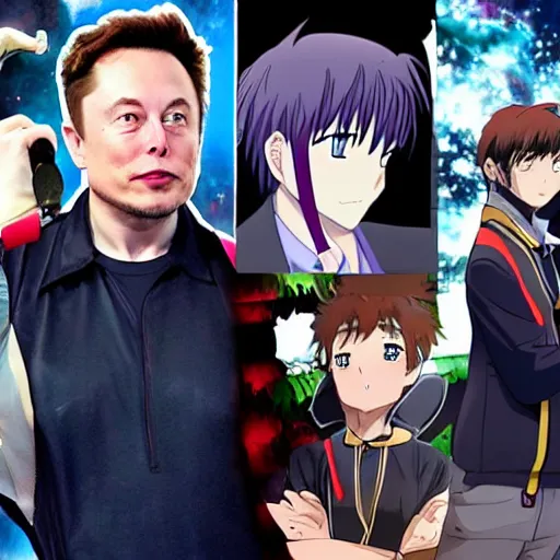 Image similar to elon musk as an anime character