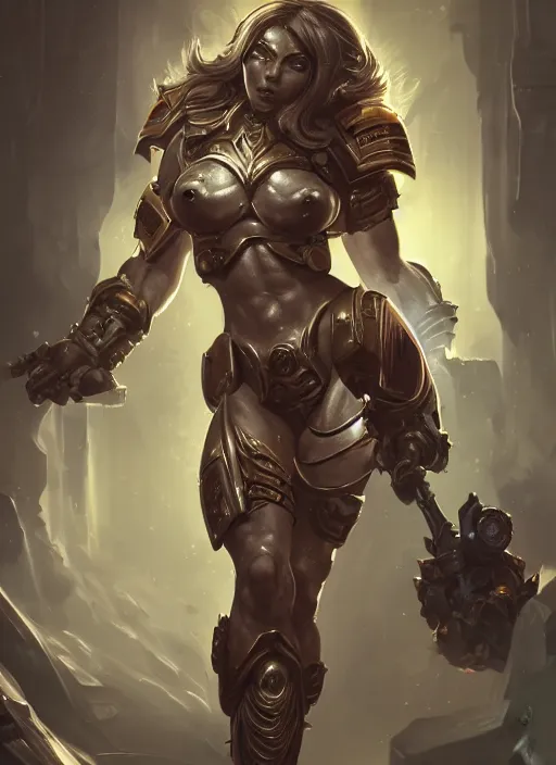 Image similar to a highly detailed illustration of fierce space marine woman, muscular, intricate, elegant, highly detailed, centered, digital painting, artstation, concept art, smooth, sharp focus, league of legends concept art, wlop.