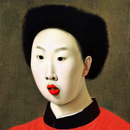 Image similar to a portrait of the youtuber rice gum painted by caravaggio,