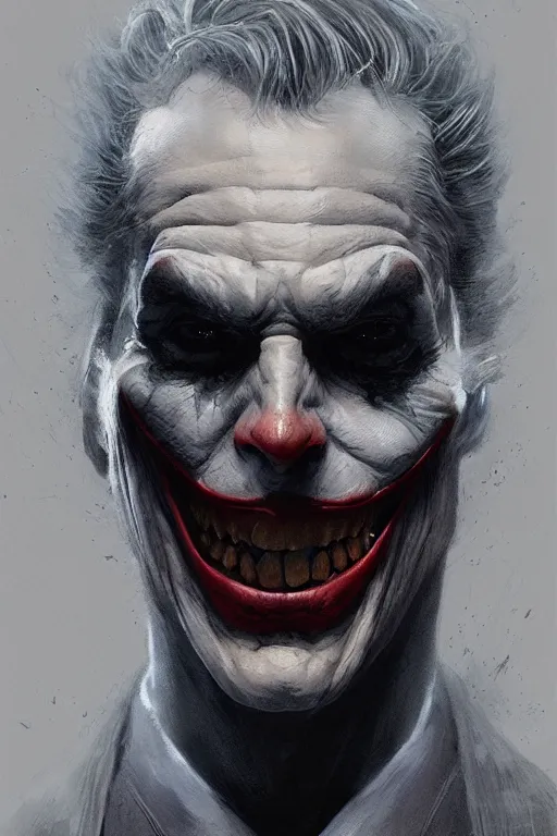 Prompt: Portrait of Joker, dc comics, dark, intricate, smooth, artstation, painted by Wayne Barlowe, Greg Rutkowski, Zdislav Beksinski