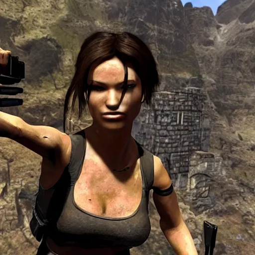 Prompt: Lara Croft teaches geography