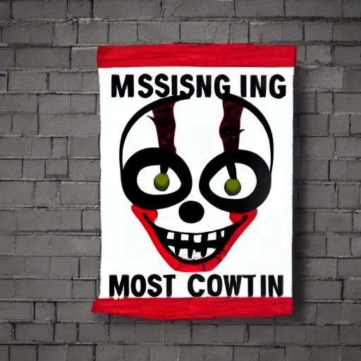 Image similar to missing poster of a zombie clown