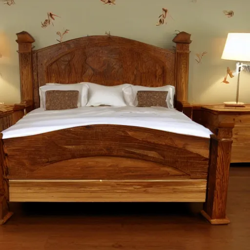 Prompt: a classic woodcraft bed, detailed, realistic,