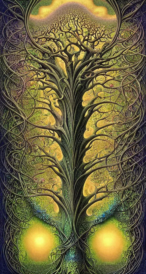 Image similar to tree of life by roger dean and andrew ferez, art forms of nature by ernst haeckel, divine chaos engine, symbolist, visionary, art nouveau, botanical fractal structures, organic, detailed, realistic, surreality