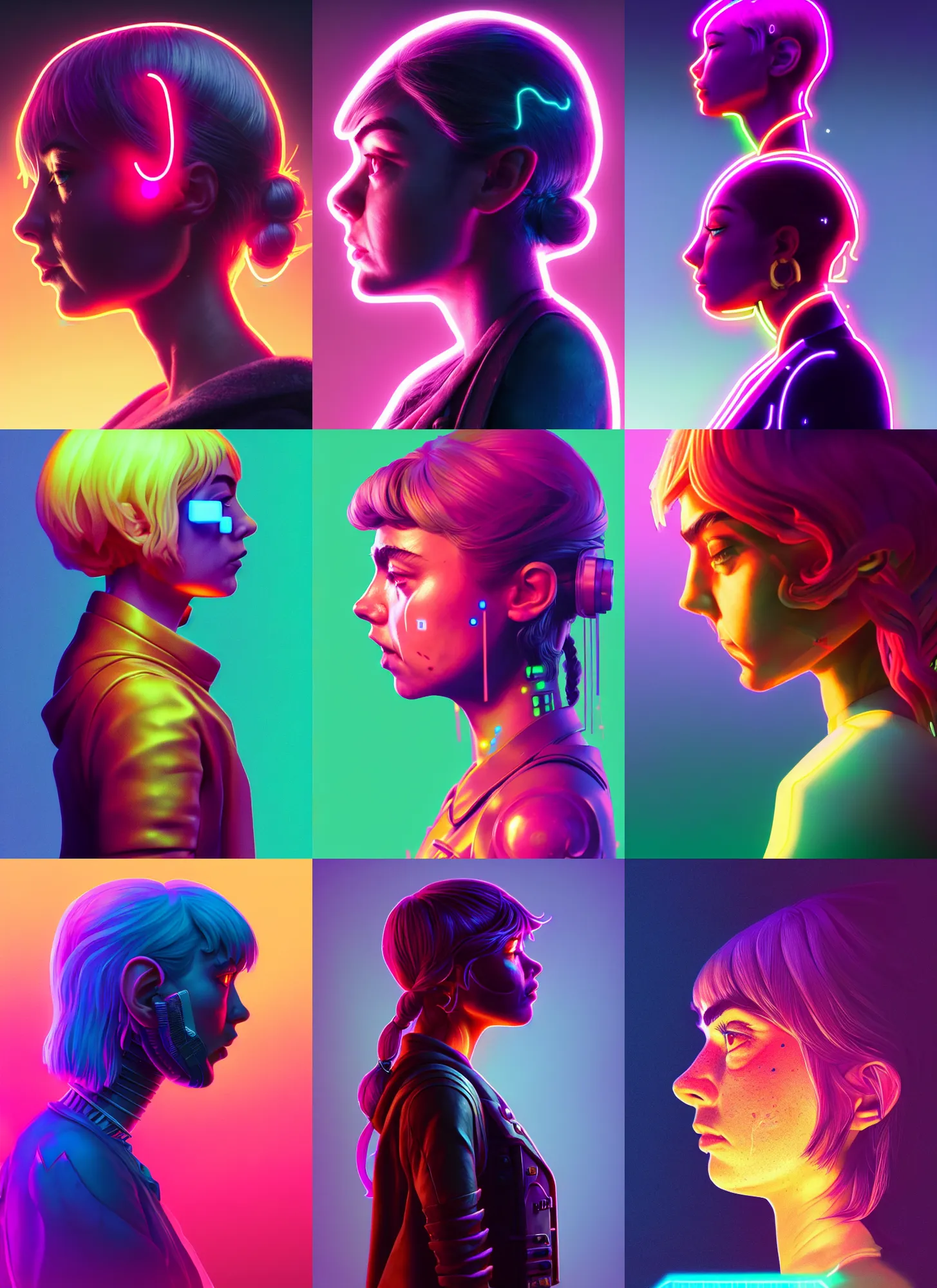 Prompt: side portrait, imogen poots, paladin, gloomhaven, neon, ray tracing, depth of field, luminescent, octane render, by martine johanna and simon stalenhag and chie yoshii and casey weldon and wlop