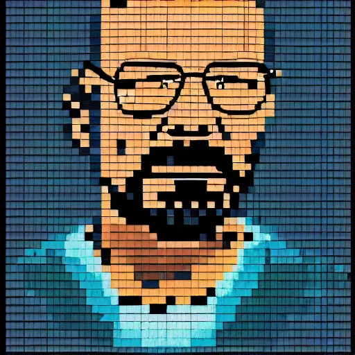 Image similar to walter white, 16 bit, color by number, grid