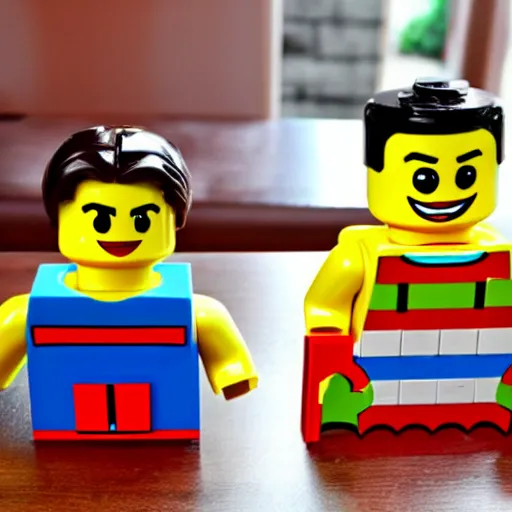 Image similar to a happy meal made from lego bricks