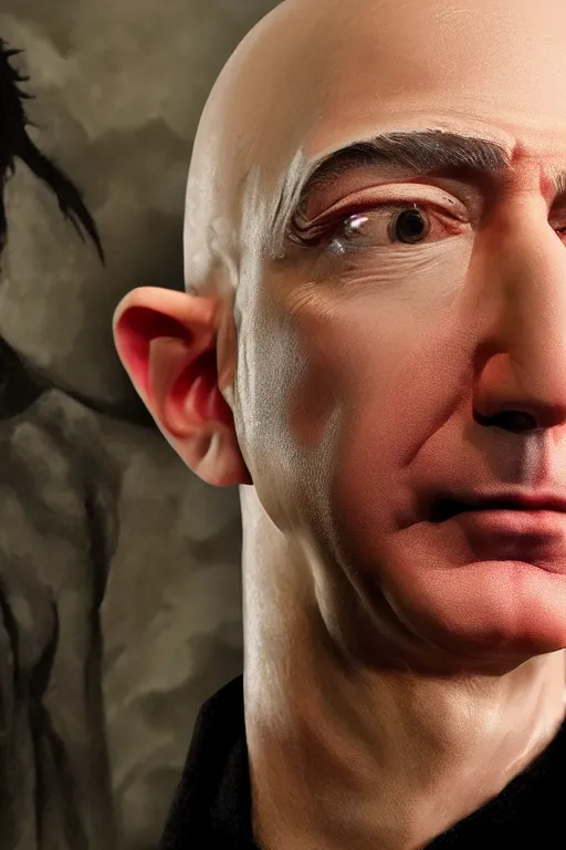 Prompt: jeff bezos as a vampire, photorealistic, cinematic lighting, highly detailed, very intricate, nosferatu, by guillermo del toro