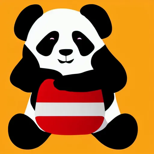 Image similar to vector art of cute panda hugging welsh flag, adobe illustrator