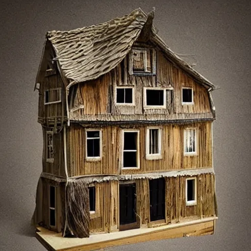 Image similar to a house made of a long hair and taxidermy parts