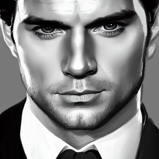 Prompt: henry cavill as james bond, portrait, highly detailed, digital painting, artstation, concept art, sharp focus, illustration, art , style of Walter Martin Baumhofer