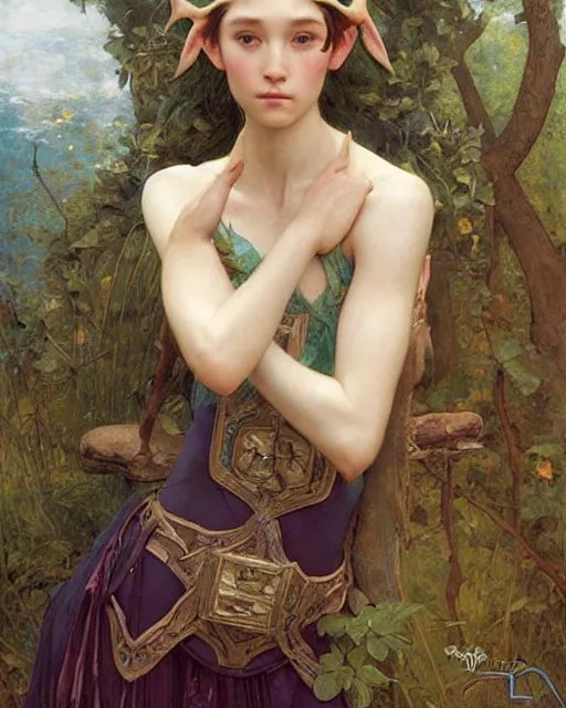 Image similar to a beautiful elf princess by Edgar Maxence and Ross Tran and Michael Whelan Jules Bastien-Lepage and BROM