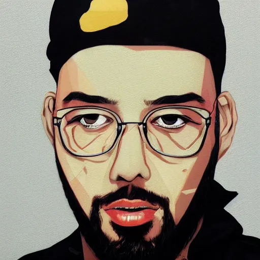 Image similar to the German rapper SIDO in a picture by Sachin Teng, dark vibes, Realistic Painting , Organic painting, Matte Painting, geometric shapes, hard edges, graffiti, street art:2 by Sachin Teng:4