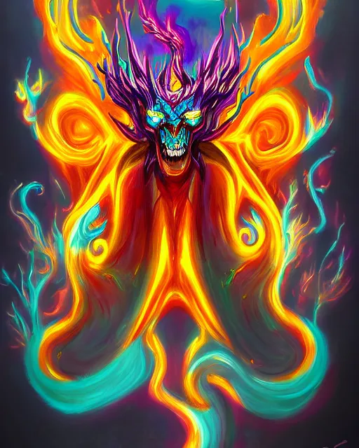 Image similar to psychedelic flamer of tzeentch, trending on artstation