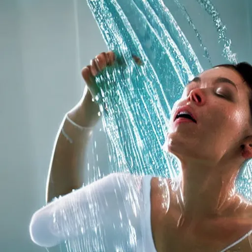 Image similar to a woman showering under laminar flow