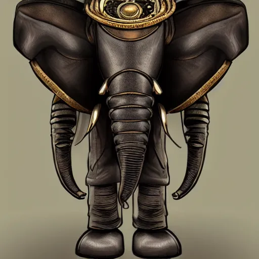 Image similar to a steampunk robotic elephant, dark background, super - detailed,