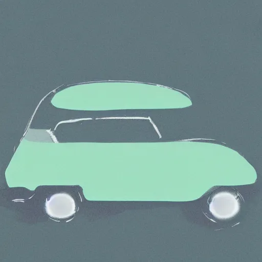 Prompt: a car, sea green palette, sketch, graphical, flat