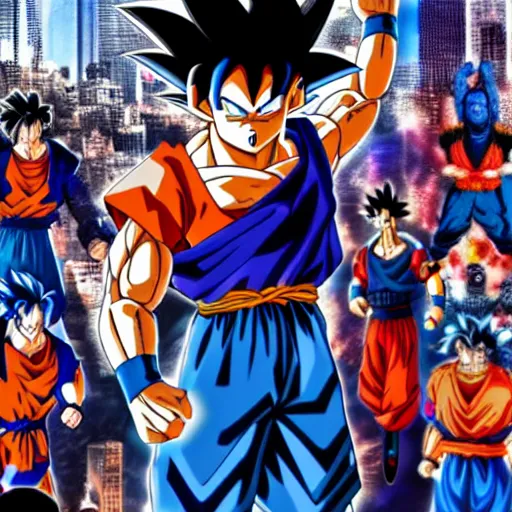 Prompt: goku walk at new york, wallpaper