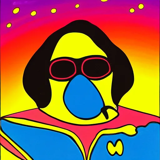 Image similar to Cartoon bee in the style of Yellow Submarine by peter max