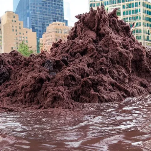 Image similar to tsunami of liquid chocolate on new york