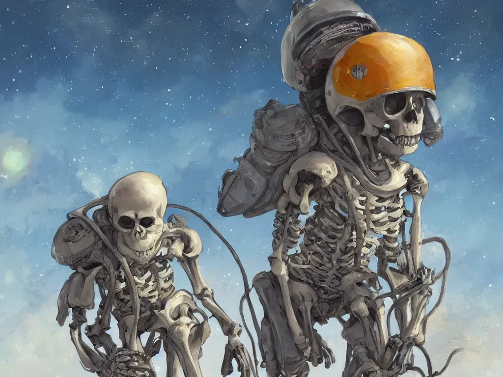 Premium Photo  Dead astronaut skull in space suit on dark background  digital art generative ai