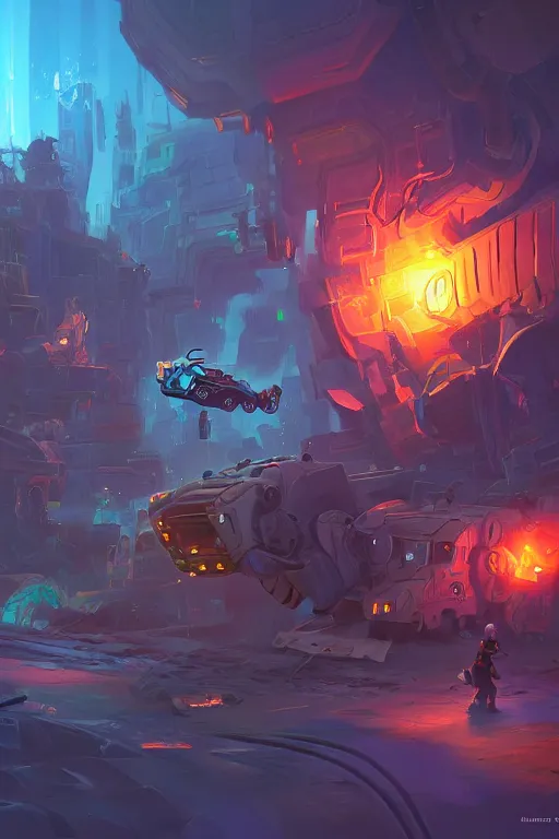 Prompt: pixar style construction truck league of legends wild rift hero champions arcane magic digital painting bioluminance alena aenami artworks in 4 k design by lois van baarle by sung choi by john kirby artgerm style pascal blanche and magali villeneuve sci - fi steampunk construction vehicle