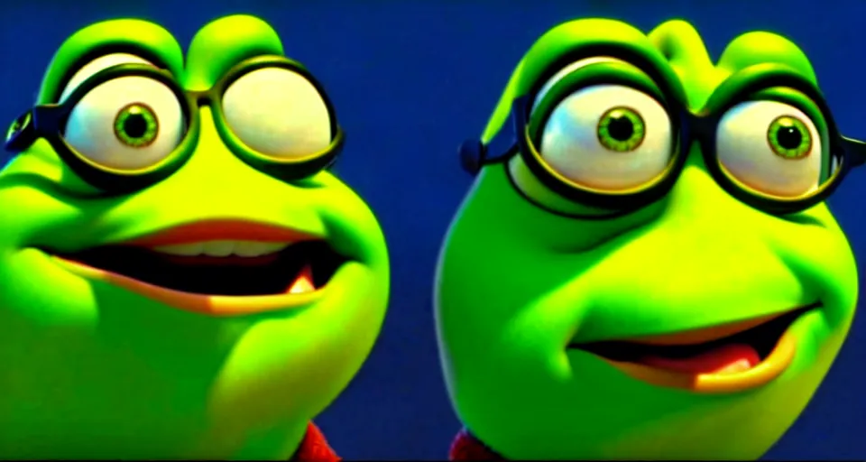 Prompt: frame from pepe pixar movie