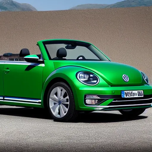 Image similar to volkswagen beetle 2 0 2 4 new model, green, professional photo