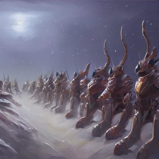 Image similar to a jessica rossier painting of a phalanx of ashigaru mice influenced by brian froud