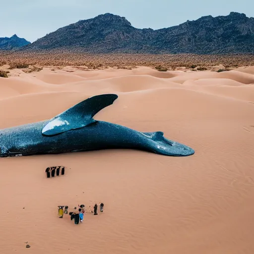 Image similar to 🐋🐳🐉🤖 in desert, photography by bussiere rutkowski andreas roch