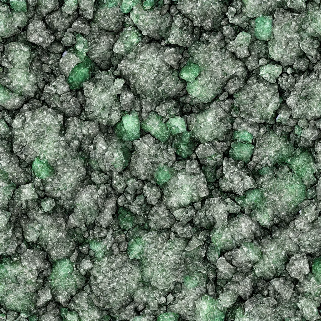 Image similar to long green crystals sticking out of the rock surface, detailed ground terrain albedo texture, flat, 2 d texture, seamless