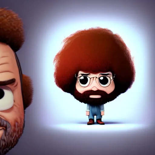 Prompt: an epic chibi comic book style portrait painting of bob ross, character design by mark ryden and pixar and hayao miyazaki, unreal 5, daz, hyperrealistic, octane render, cosplay, dynamic lighting, intricate detail, cinematic