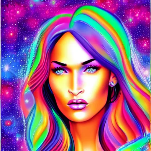 Prompt: Lisa Frank Megan Fox, beautiful digital art