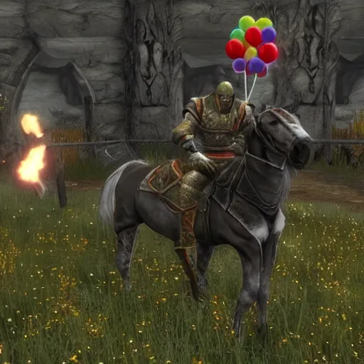 Image similar to screenshot of a player performing the three horse and a clown infinite duplication glitch in skyrim