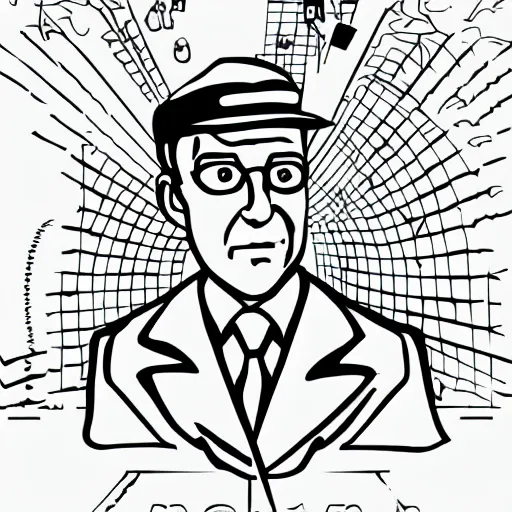 Image similar to DB Cooper, line vector art