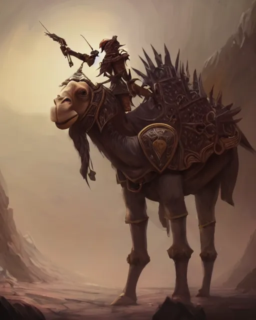 Image similar to Camel, Anthropomorphized, as warlord general on skull throne, full body, magic the gathering artwork, D&D, fantasy, cinematic lighting, centered, symmetrical, highly detailed, digital painting, artstation, concept art, smooth, sharp focus, illustration, volumetric lighting, epic Composition, 8k, art by Akihiko Yoshida and Greg Rutkowski and Craig Mullins, heroic pose, oil painting, cgsociety, Battlefield background, explosions, arrows