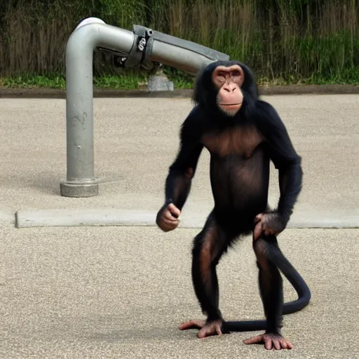 Image similar to a chimp and a pump