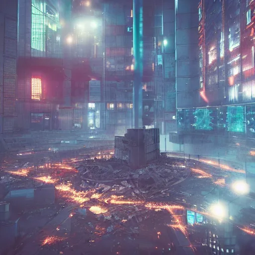 Prompt: a laser shotting teradactyl in destroyed city cyberpunk, fantasy, 4 k, octane render