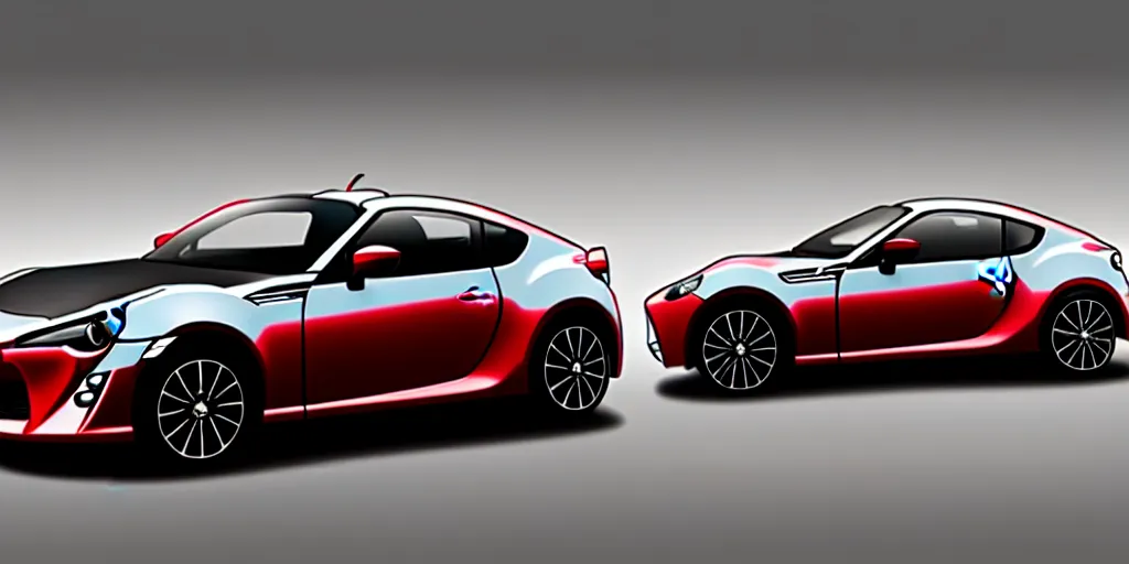 Image similar to hybrid design of Toyota gt86 2015 and Aston Martin 2022. No background, concept art style.