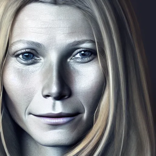Prompt: Portrait of Gwyneth Paltrow, highly detailed facial features, octane render, 8k, by Ilya Repin