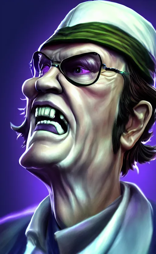 Image similar to Jack Nicholson as a character in the game League of Legends, with a background based on the game League of Legends, detailed face, old 3d graphics