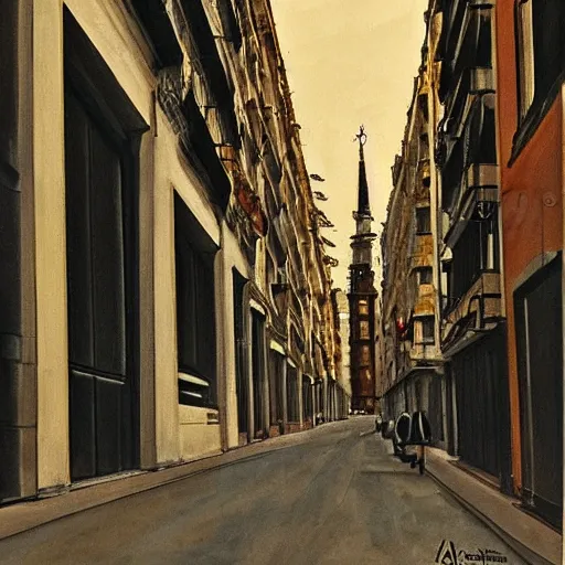 Image similar to madrid empty streets by antonio lopez garcia