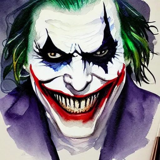 Image similar to “watercolor of joker from dark knight”