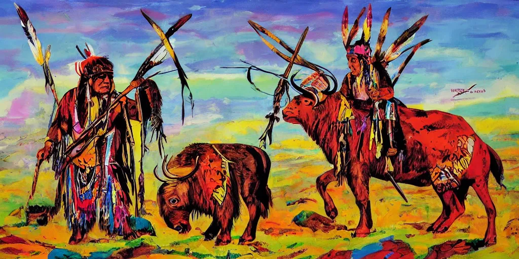 Image similar to of Native American hunting a buffalo Jim Mahfood and Peter max