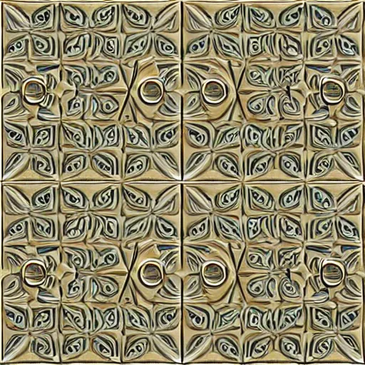 Image similar to 3d render of an abstract pattern gold tile, symetrical