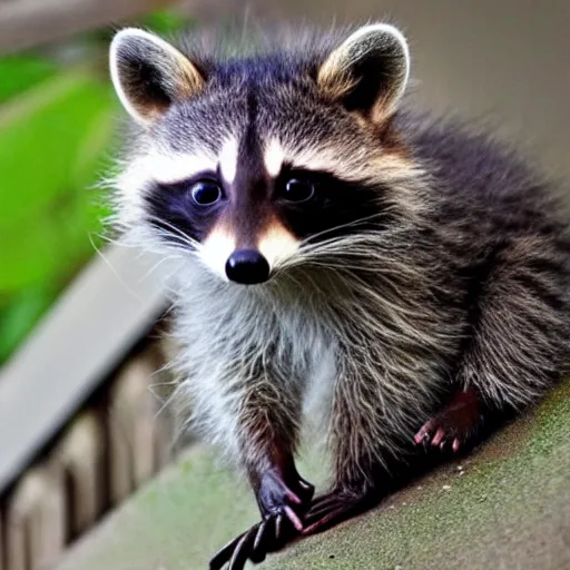 Image similar to a raccoon kitten hybrid